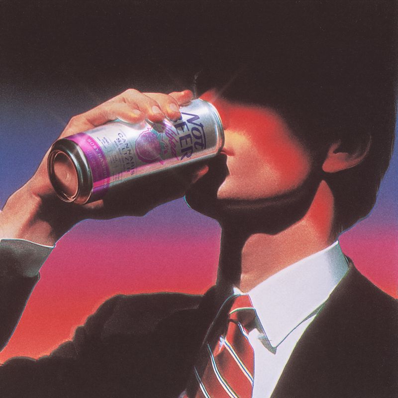 Vibed seltzer held up against a sunny sky