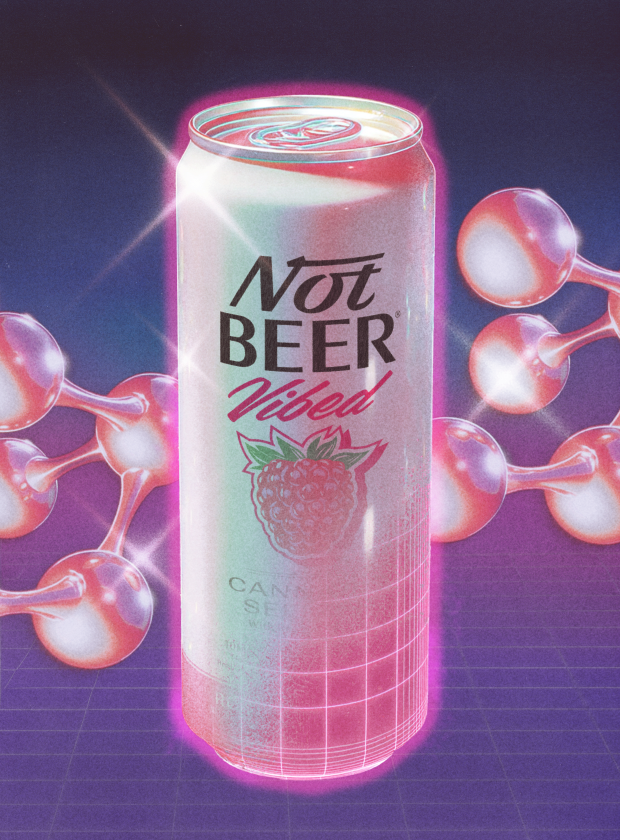 Vibed raspberry can with abstract shapes