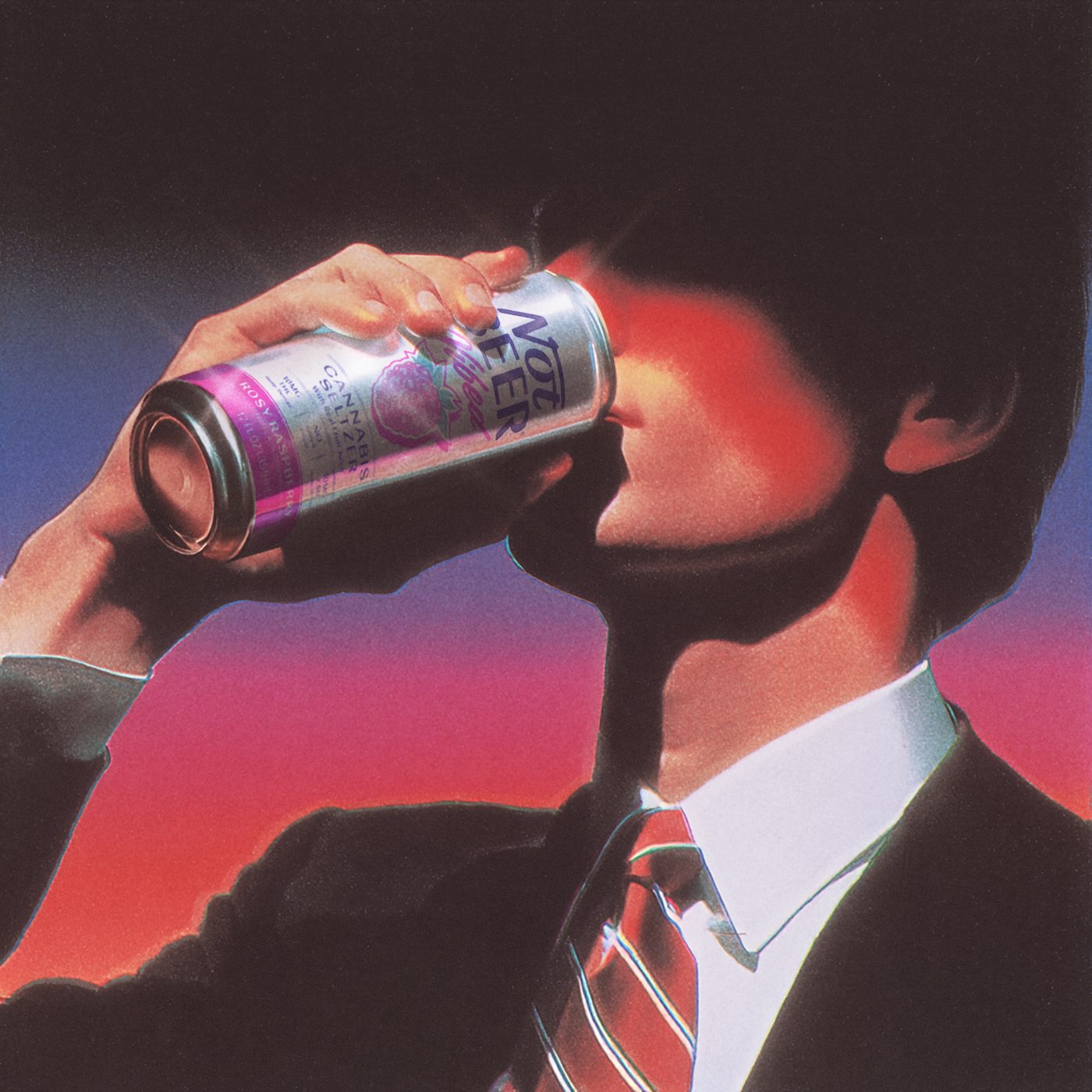 Man enjoying a Not Beer Vibed Rosy Raspberry cannabis seltzer